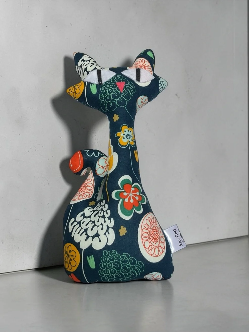 Handmade Multicolor Floral Atomic Cat Decorative Pillow Plush